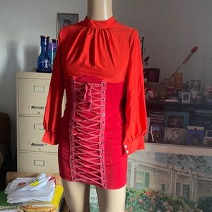 Red mini dress